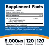 Thumbnail for Nutricost Bee Propolis 5,000mg Equivalent from 500mg of 10:1 Extract Per Serving, 120 Capsules for 120 Servings Per Bottle - Gluten Free and GMO Free, Vegetarian Dietary Supplement