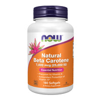 Thumbnail for NOW Foods Supplements, Natural Beta Carotene 25,000 IU, Essential Nutrition, 180 Softgels