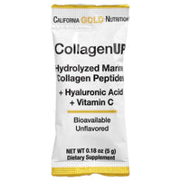 Thumbnail for California Gold Nutrition CollagenUP®, Hydrolyzed Marine Collagen Peptides with Hyaluronic Acid and Vitamin C, Unflavored, 10 Packets, 0.18 oz (5 g) Each