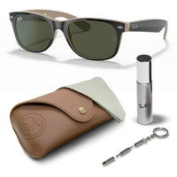 Thumbnail for Ray-Ban RB2132 NEW WAYFARER COLOR MIX Square Shaped Non-Polarized Sunglasses for Men & Women – Includes Official RAYBAN Eyewear Kit – Ideal Formal & Casual Wear Sunglasses – G-15 Green Lens