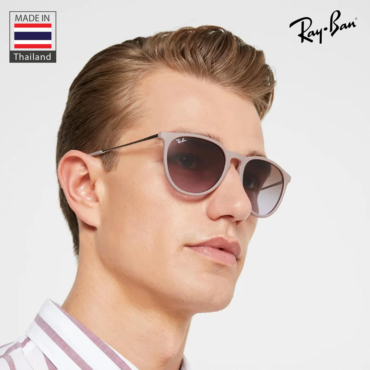 Ray-Ban RB4171 ERIKA CLASSIC Phantos Shaped Non-Polarized Sunglasses for Women – Includes Official RAYBAN Eyewear Kit – Ideal Formal & Casual Wear Sunglasses – Brown/Violet Lens