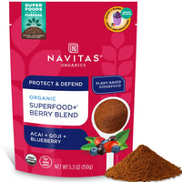 Thumbnail for Navitas Organics Superfood+ for Immune Support (Acai + Goji + Blueberry), Bag, 30 Servings Organic, Non-GMO, Vegan, Gluten-Free, Keto & Paleo, Berry Blend, 5.3 Oz