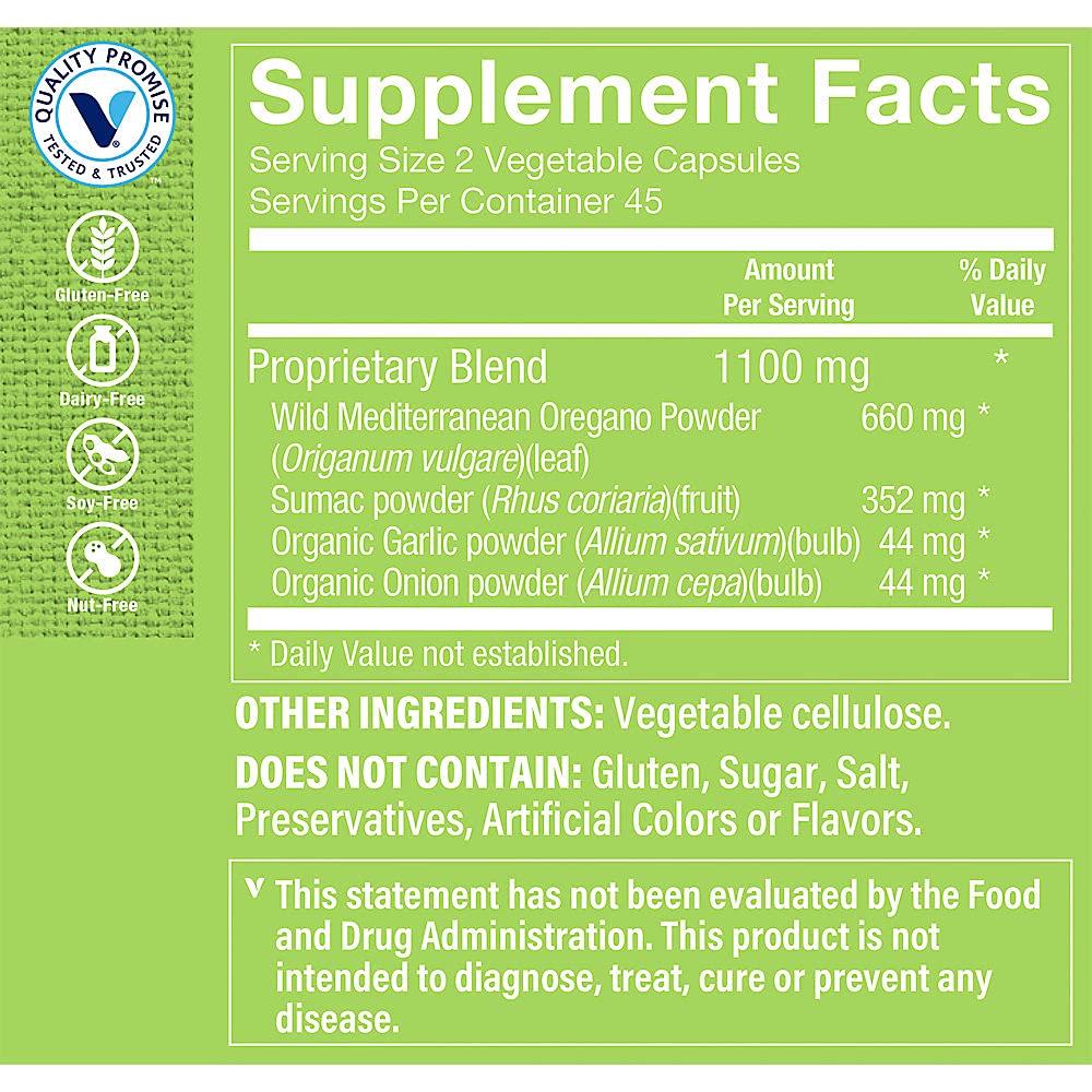 The Vitamin Shoppe Wild Oregano Complex 1,100MG, Herbal Supplement (90 Capsules)