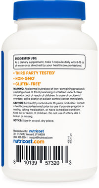 Thumbnail for Nutricost Chelated Iron, As Ferrochel, 36mg, 240 Capsules