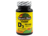 Thumbnail for Nature's Blend Vitamin D3 125 MCG (5000 IU) Easy-to-Swallow, 100 SOFTGELS