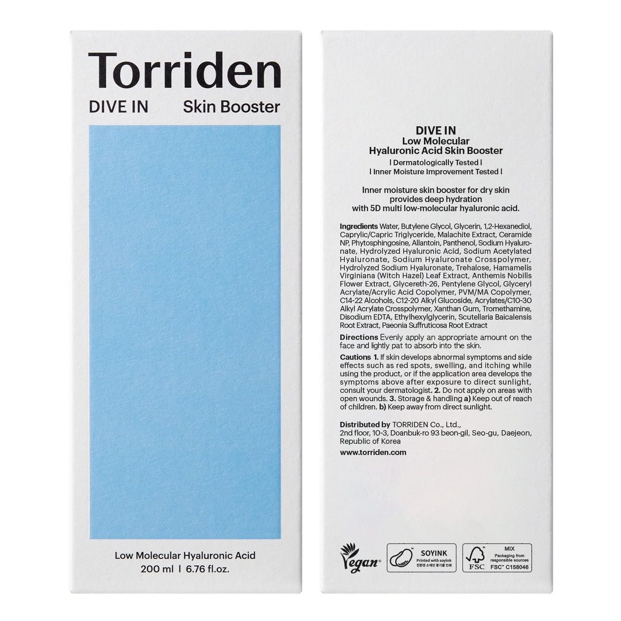 Torriden Dive in Skin Booster 200ml (6.76 fl. oz.) | Deep Nourishing Facial Toner for Dry, Sensitive Skin | Hyaluronic Acid, Panthenol, Ceramide