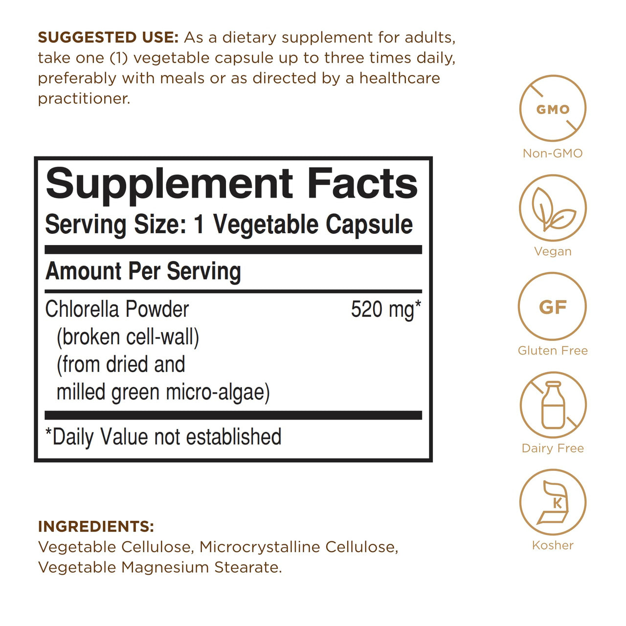 Solgar Chlorella - 100 Vegetable Capsules - Maximum Absorption - Non-GMO, Vegan, Gluten Free, Kosher - 100 Servings
