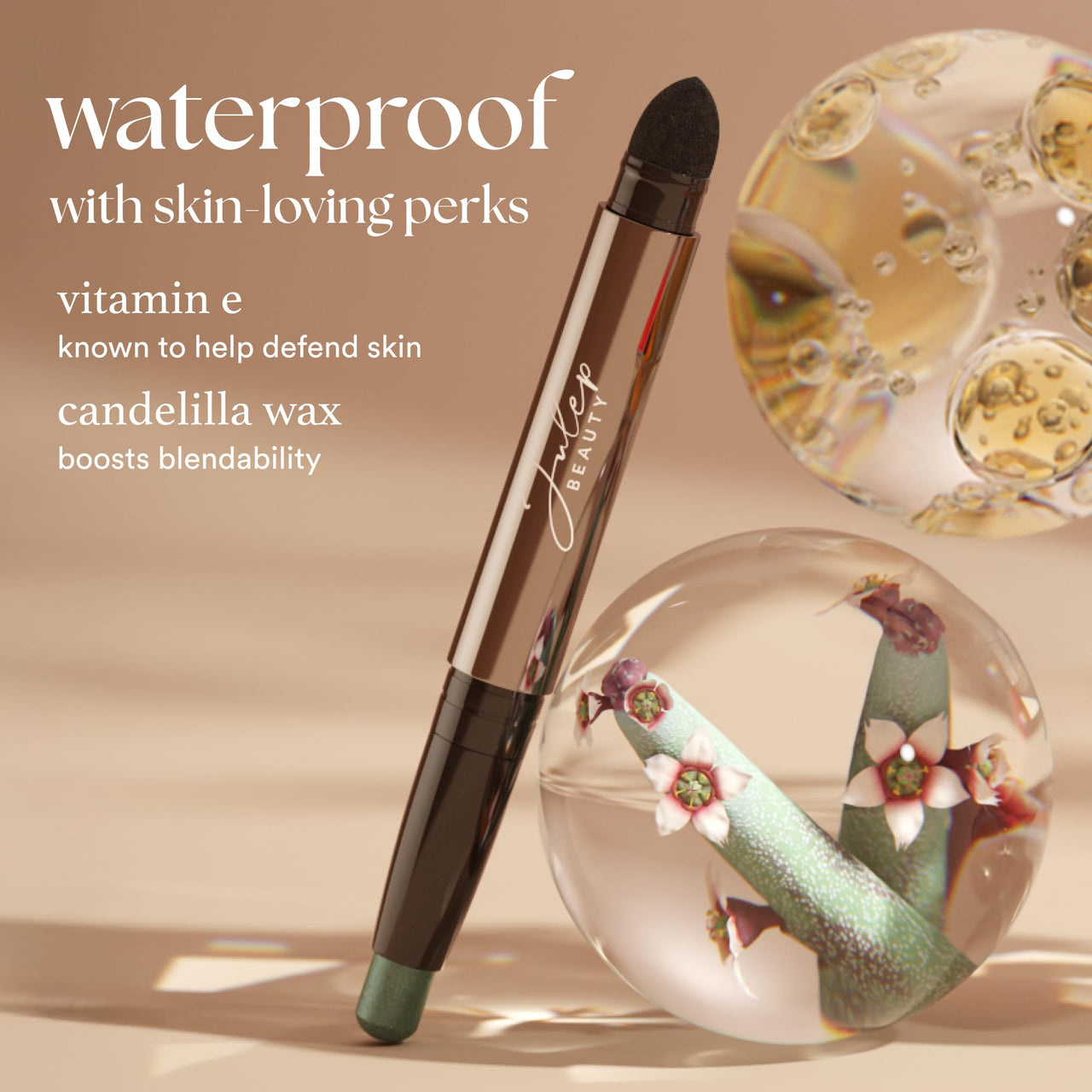Julep Eyeshadow 101 Cream-to-Powder Waterproof Shadow Stick – Silver Moonlight Shimmer – Long-Lasting, Crease-Proof, Medium Golden-Beige Shimmer Eyeshadow with Built-in Smudger