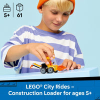 Thumbnail for LEGO City Rides – Construction Loader Building Toy for Kids - Pretend Play Set for Boys & Girls, Ages 5+ - Construction Toy W/Backhoe, Loader Bucket, & Minifigure - Gift Idea for Birthdays - 60483