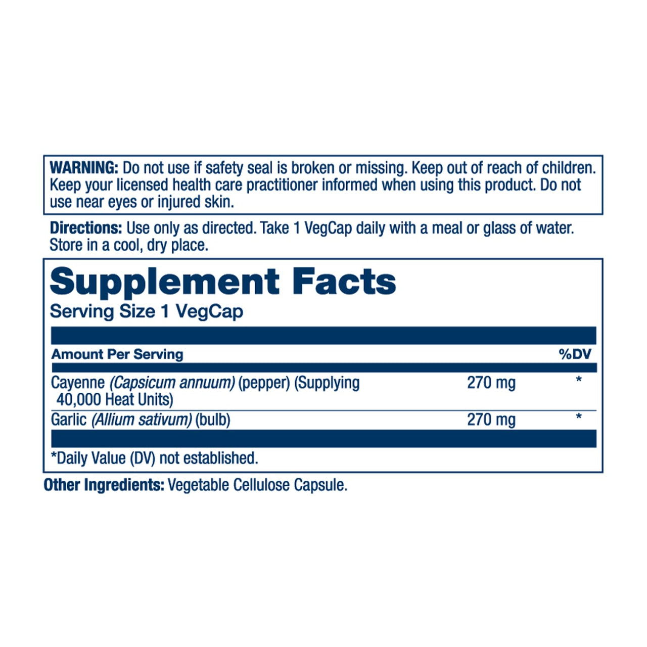 SOLARAY Cayenne Garlic 540 mg - Cayenne Pepper and Garlic Supplements with Capsaicin - Supplying 40,000 Heat Units - Non-GMO Project Verified, Vegan, 60-Day Guarantee - 100 Servings, 100 VegCaps