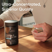 Thumbnail for Sports Research Triple Strength 1040mg Omega-3 from Wild Alaska Pollock with Vitamin D3 2500iu | 2-in-1 Vitamin D & Omega DHA Fish Oil Supplement Supporting Heart Health - 120 Softgels