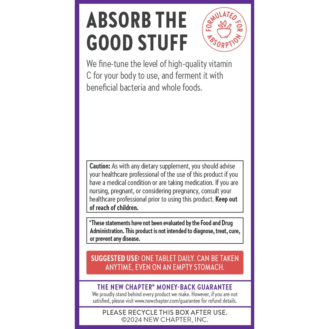 New Chapter® Vitamin C Immune Defense Supplement + Elderberry – Excellent Source of Vitamin C, One Daily Tablet for Healthy Immune Support, Made with Organic Herbs, Non-GMO, Gluten Free, 30 ct