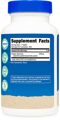 Thumbnail for Nutricost Organic Spirulina 500mg, 240 Tablets - Gluten Free, Non-GMO