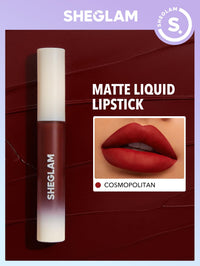 Thumbnail for SHEGLAM Matte Allure Liquid Lipstick Long Lasting High Pigment Lipstick Nourishing Sunflower Oil Reduce Lip Care-Cosmopolitan