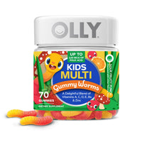 Thumbnail for OLLY Kids Multivitamin Gummy Worms, Overall Health and Immune Support, Vitamins and Minerals A, C, D, E, Bs and Zinc, Chewable Supplement, Sour Fruit Punch, 45 Day Supply (70 Count)