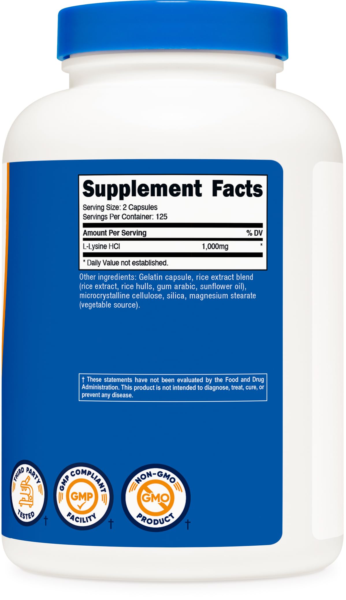 Nutricost L-Lysine 1000mg, 250 Capsules - 500mg Per Cap, Gluten Free, Non-GMO