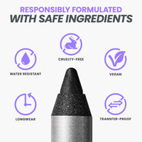 Thumbnail for Wonderskin Eyeliner Pencil, 1440 Longwear Black Glitter Eyeliner Pencil - Waterproof, Sharpenable & Smudge Proof (Black Truffle)