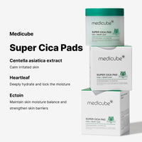Thumbnail for Medicube Super Cica Facial Toner Pads (70 Pads) - 88% Centella Asiatica to Soothe Sensitive Skin - Infused with Heartleaf for Deep Hydration and Improvement of Damaged Skin - 100% Vegan Ceritifed