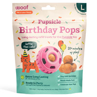 Thumbnail for WOOF Pupsicle Birthday Pops - Healthy Dog Treats - Pre-Made Pupsicle Refills- Wholesome Ingredients - Naturally Sweet - Cake-Flavored Birthday Treat for Dogs - Large