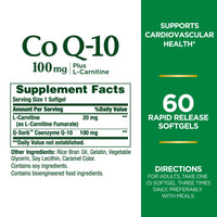 Thumbnail for CoQ10 by Nature's Bounty, Dietary Supplement, Supports Heart Health, 100mg Plus L-Carnitine, 60 Softgels
