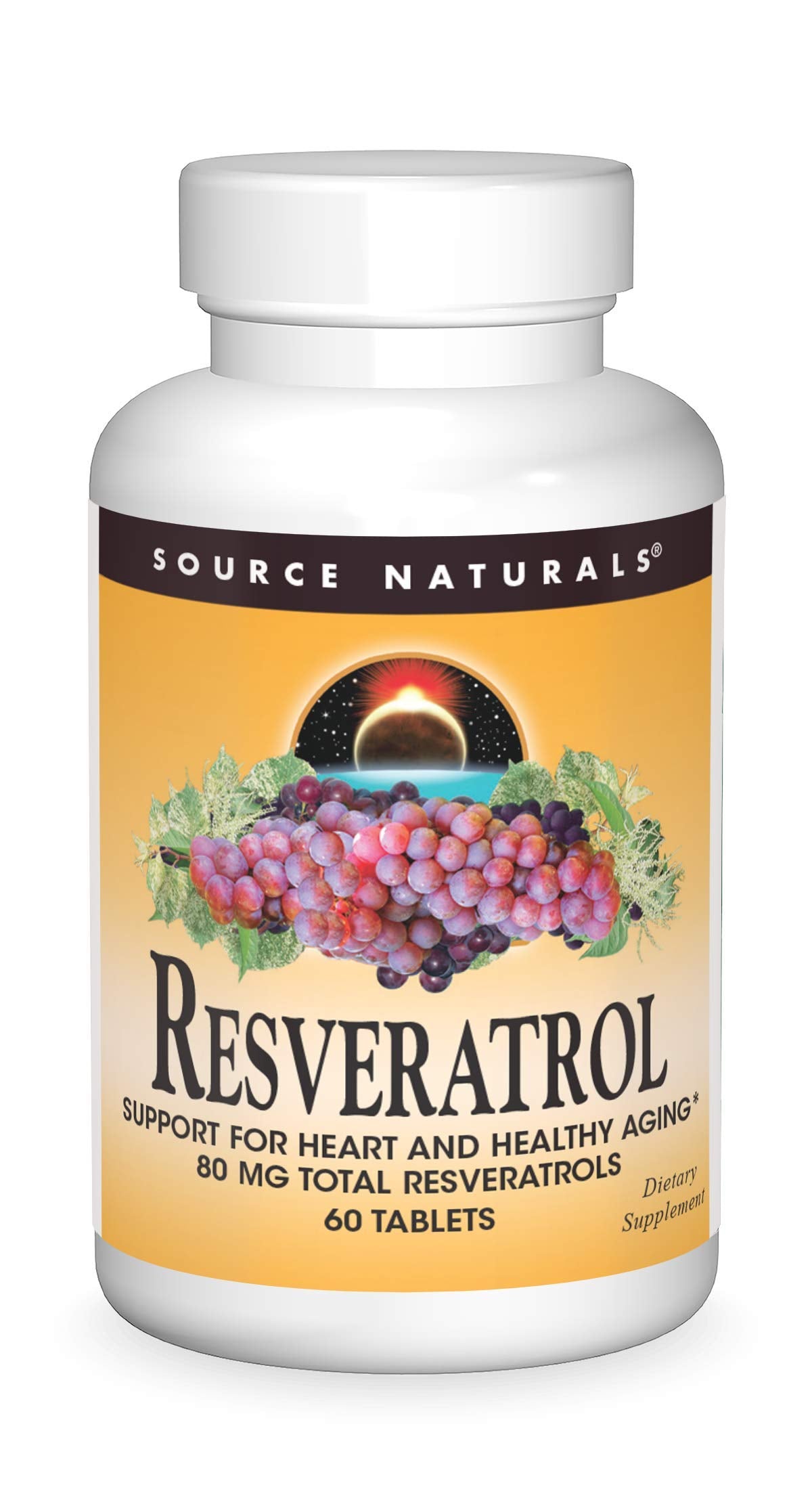 Source Naturals Resveratrol, for Heart and Healthy Aging*, 80mg - 60 Tablets