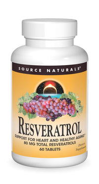 Thumbnail for Source Naturals Resveratrol, for Heart and Healthy Aging*, 80mg - 60 Tablets