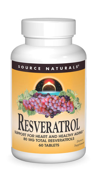 Source Naturals Resveratrol, for Heart and Healthy Aging*, 80mg - 60 Tablets