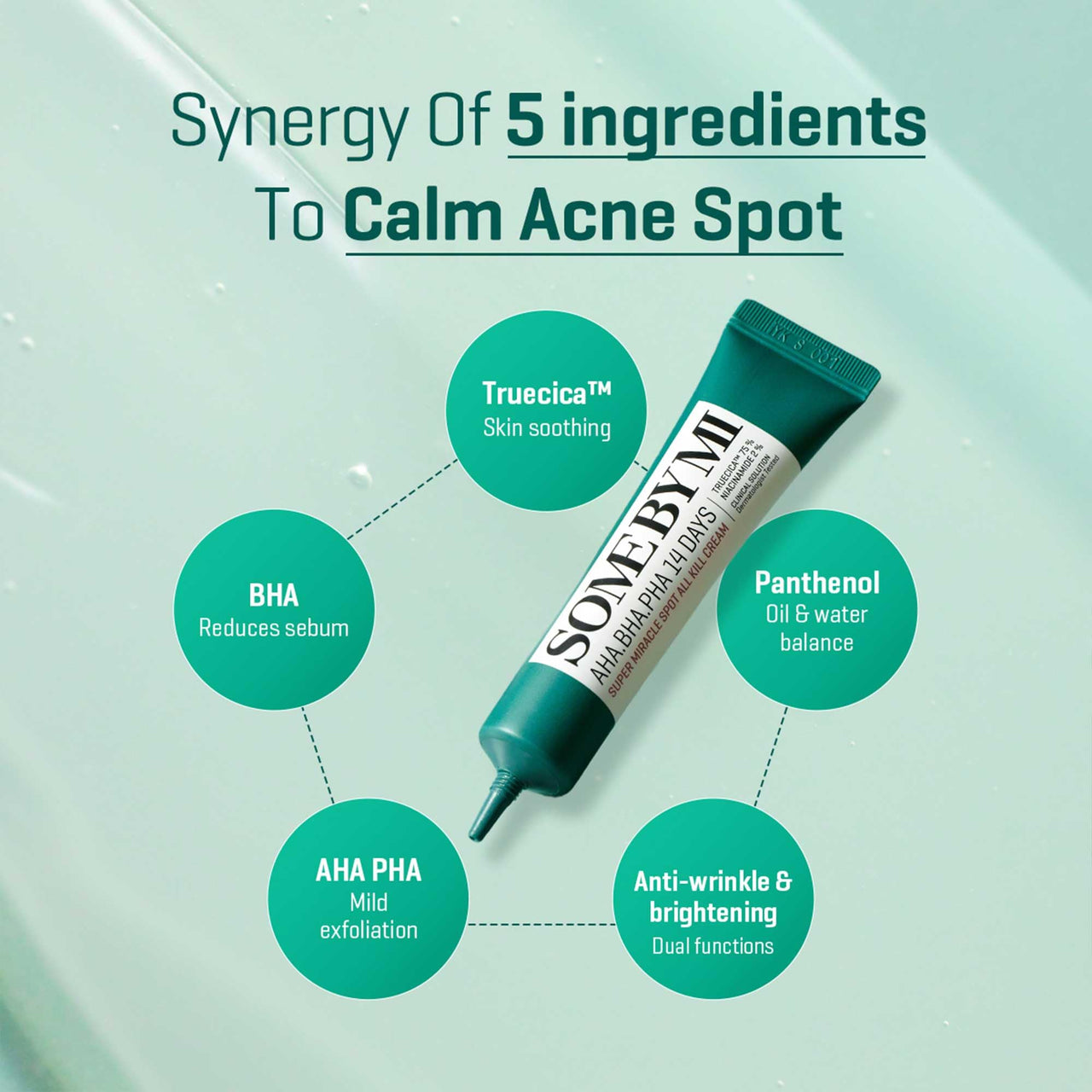 SOME BY MI AHA BHA PHA 14 Days Super Miracle Spot All Kill Cream - 1.01oz, 30ml - Hyaluronic Acid and Centella Face Moisturizer for Troubled Skin Care - Hydrating & Soothing Fomula - Korean Skin Care