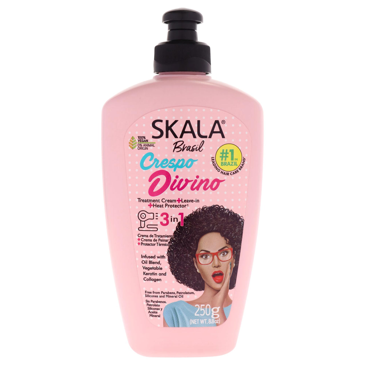 SKALA Crespo Divino 3 in 1 Leave In Conditioner for Curly & Transitioning Hair, Vegan Leave In Hair Cream for Hydration Care, Curl Definition & Heat Protection, No Parabens or Silicones, 250 g