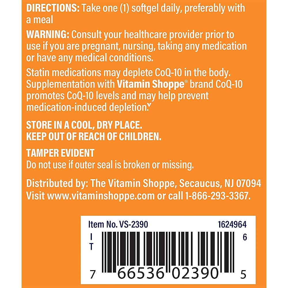 The Vitamin Shoppe CoQ-10 400mg Beneficial for Those Taking (60 Softgels)