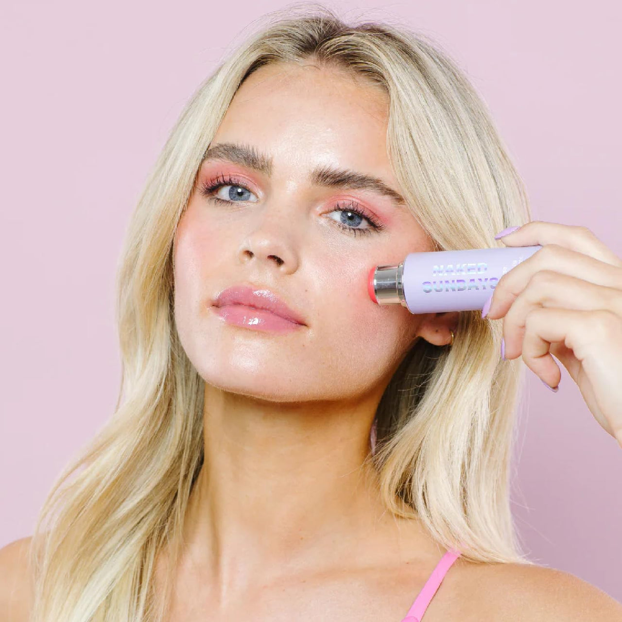 Naked Sundays SPF 50 Glow Balm Peptide-Infused Multi-Tasking Blush Stick for Cheeks, Lips & Eyes – Broad Spectrum Sunscreen with Zinc Oxide – 8g (Pink Pop)