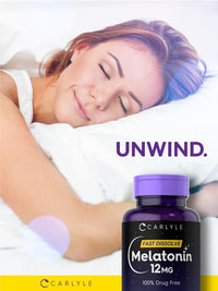 Thumbnail for Carlyle Melatonin 12 mg Fast Dissolve 300 Tablets | Drug Free | Natural Berry Flavor | Vegetarian, Non-GMO, Gluten Free