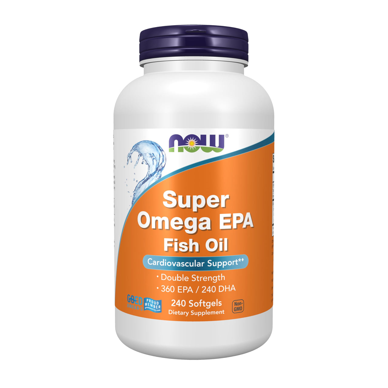 NOW Foods Supplements, Super Omega EPA, 360 EPA / 240 DHA, Molecularly Distilled, Cardiovascular Support*, 240 Softgels