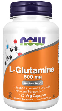 Thumbnail for NOW Foods Supplements, L-Glutamine 500 mg, Nitrogen Transporter*, Amino Acid, 120 Veg Capsules