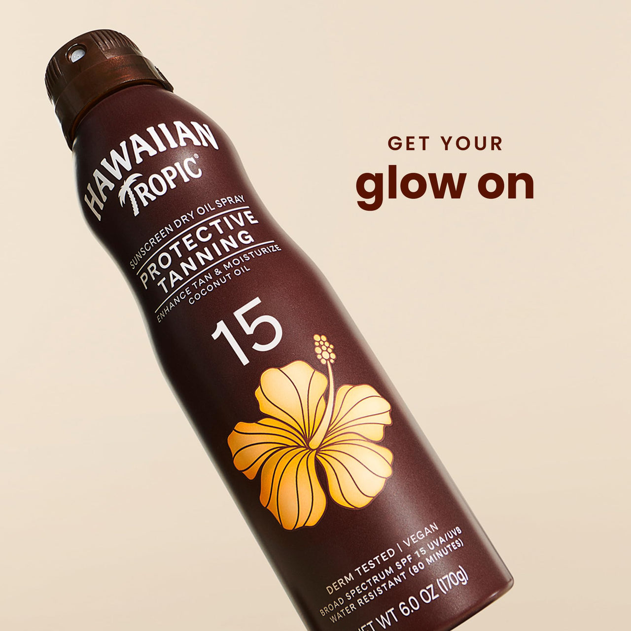 Hawaiian Tropic Dry Oil Tanning Spray Sunscreen SPF 15, 6 oz | Protective Sun Tanning Oil with SPF 15 Sunscreen, Oxybenzone Free, 6 oz