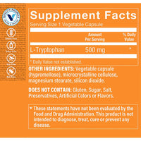 Thumbnail for The Vitamin Shoppe L-Tryptophan 500mg - Sleep Quality & Mood Support | Essential Amino Acid | 120 Veggie Capsules | Non-GMO Vegan