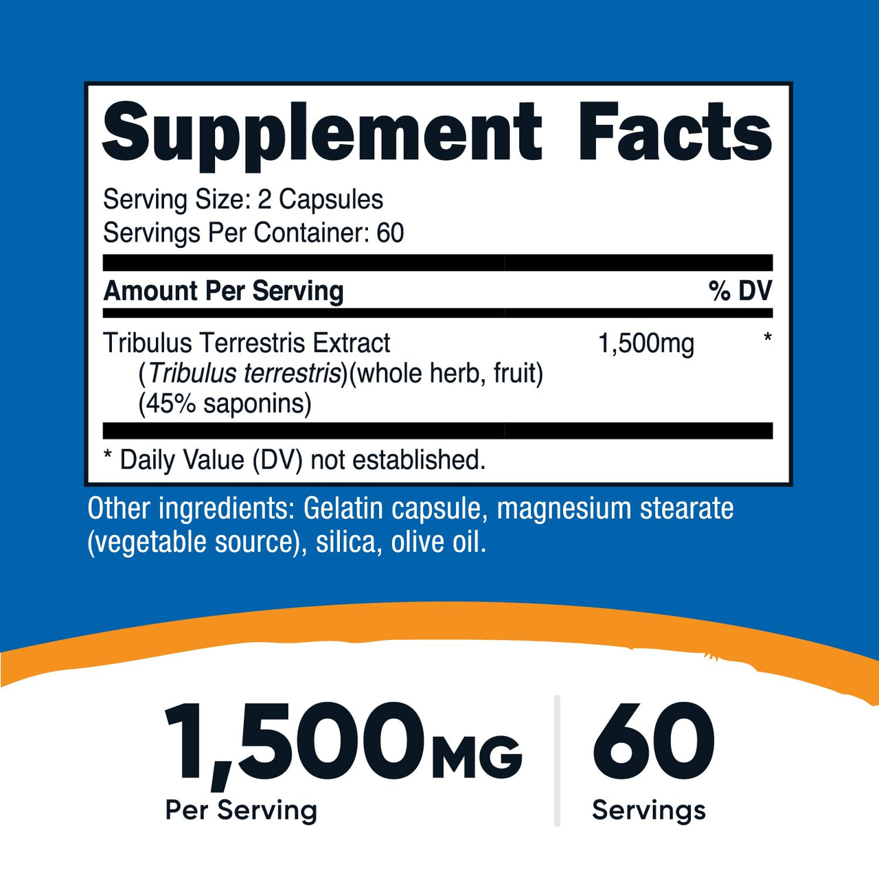 Nutricost Tribulus Terrestris Extract 1500mg, 120 Capsules - 60 Servings (750mg Per Cap), Non GMO & Gluten Free