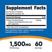 Thumbnail for Nutricost Tribulus Terrestris Extract 1500mg, 120 Capsules - 60 Servings (750mg Per Cap), Non GMO & Gluten Free