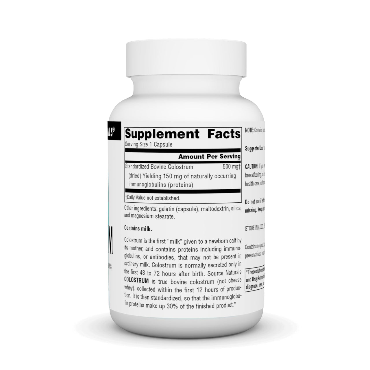 Source Naturals Colostrum Contains 30 Percent Immunoglobulins - 60 Capsules