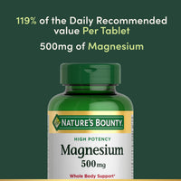 Thumbnail for Nature's Bounty Magnesium Supplements 500mg Tablets, Support Bone & Muscle Health, 200 Count (Pack of 2)