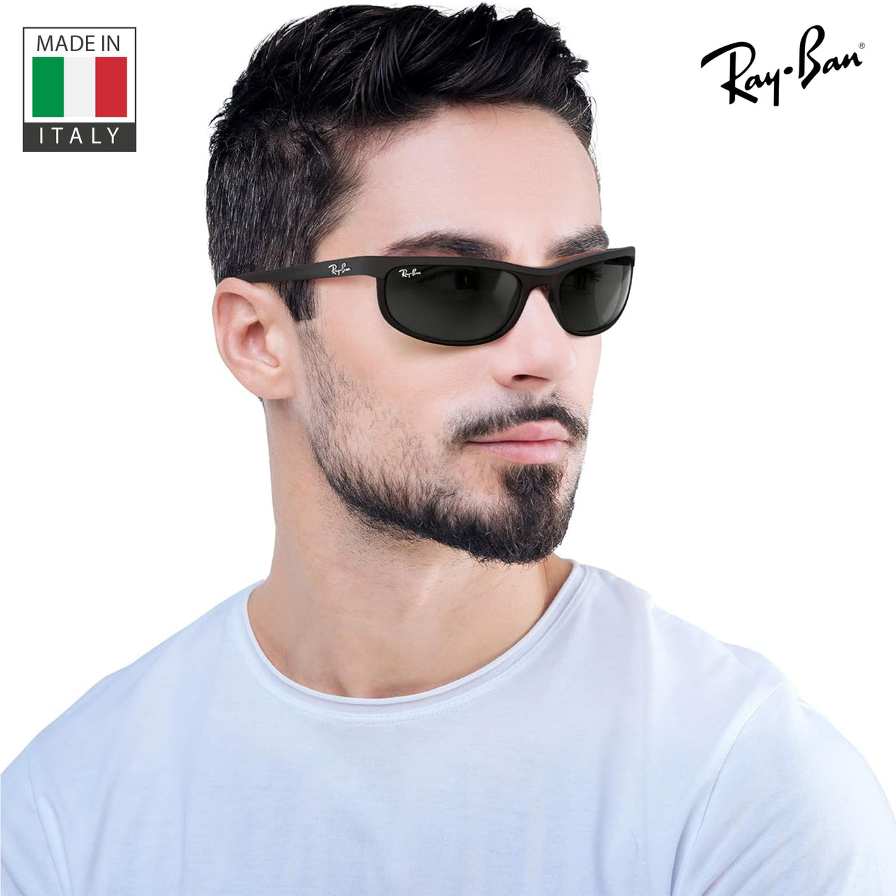 Ray-Ban RB2027 PREDATOR 2 Polarized Rectangle Sunglasses With Eyewear Kit Bundle - High Bridge Fit - Ideal Formal and Casual Wear Retro Sunglasses