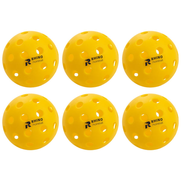 Champion Sports Outdoor Pickleball Balls - Official Size Outdoor Pickleballs - Yellow Pickleball Ball Set for Outdoor Courts - 6 Pack