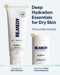 Thumbnail for Remedy Deep Hydration Essentials for Dry Skin | 2-Piece Daily Routine | Rich Cream Cleanser & Moisture Cream | Ceramides, Niacinamide, Squalane | Created by Dermatologist Dr. Shah | Vegan