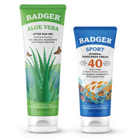 Thumbnail for Badger SPF 40 Sport Mineral Sunscreen Cream & Organic Aloe Gel, Reef-Friendly Water-Resistant Sport Sunscreen with Zinc Oxide and Cooling and Soothing Fair Trade Organic Aloe Vera Gel