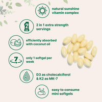 Thumbnail for Micro Ingredients Vitamin D3 50,000 IU + K2 MK-7 200 mcg, 240 Softgels | Virgin Coconut Oil | 2-in-1 Support | Easy to Swallow, Non-GMO