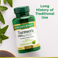 Thumbnail for Nature's Bounty Turmeric with Black Pepper Extract, Supports Antioxidant Health, 1000mg, 60 Capsules