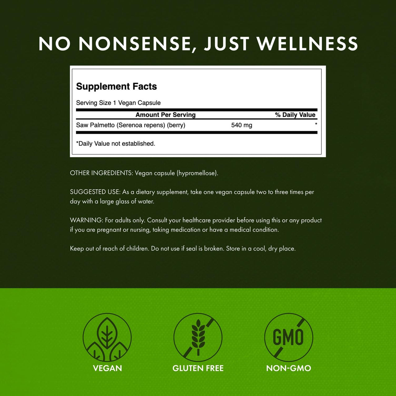 Swanson Saw Palmetto - Herbal Supplement Promoting Male Prostate Health Support - Natural Hair Supplement & Urinary Health Support - 540 mg 100 Capsules