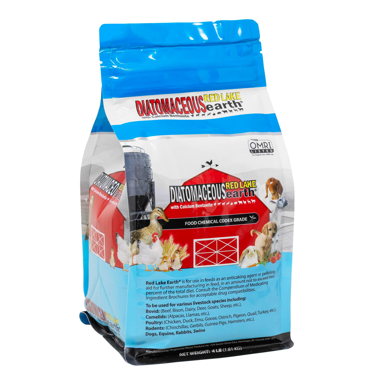Progressive Planet Red Lake Earth Animal Feed Additive, 4Lbs - Natural Diatomaceous with Calcium Bentonite for Poultry & Livestock - Prevents Caking, Improves Feed Flow & Maintains Fresh Feed