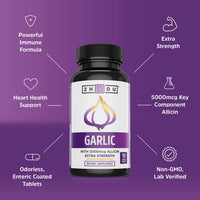 Thumbnail for Zhou Garlic with Allicin - Garlic Supplements, Odorless Garlic Extract Pills for Men & Women, 5000 mcg Allicin Per Tablet for Immune & Heart Health - 90 Coated Tablets (Pack of 1)
