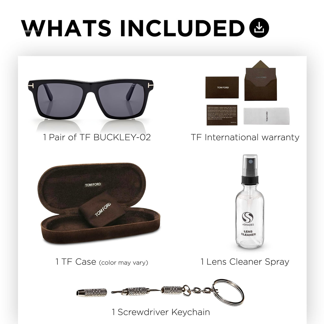 Tom Ford FT0906-N BUCKLEY-02 Square Shape Sunglasses + Bundle With eSHADES Eyewear Cleaning Kit